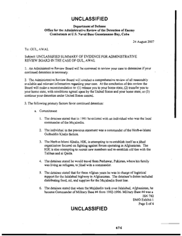 Page 1 of 4 UNCLASSIFIED UNCLASSIFIED
