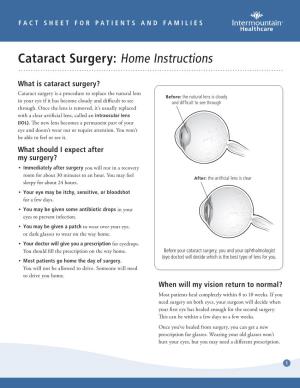 Cataract Surgery: Home Instructions