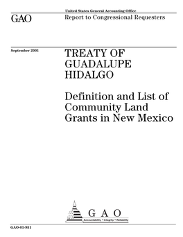 Definition and List of Community Land Grants in New Mexico