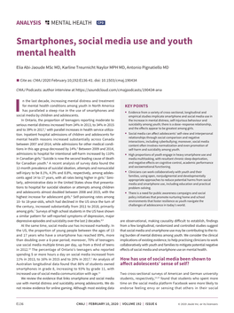 Smartphones, Social Media Use and Youth Mental Health