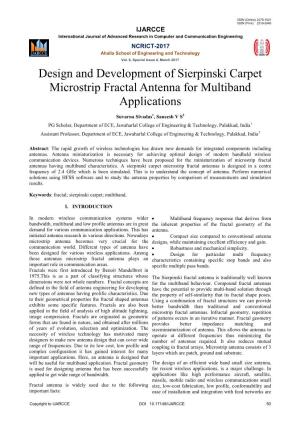 Design and Development of Sierpinski Carpet Microstrip Fractal Antenna for Multiband Applications