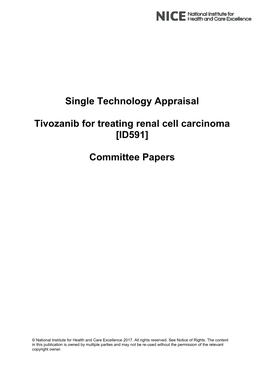 Single Technology Appraisal Tivozanib for Treating Renal Cell Carcinoma Final Scope, 2017