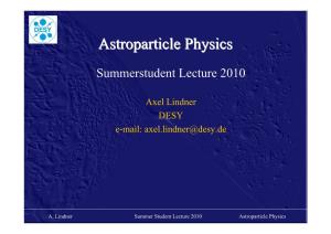 Astroparticle Astroparticle Physics