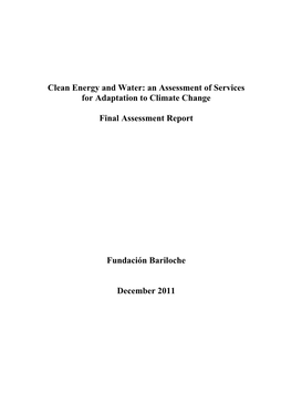 An Assessment of Services for Adaptation to Climate Change Final