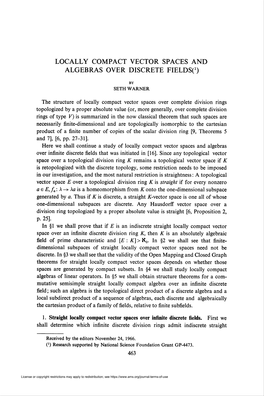 Locally Compact Vector Spaces and Algebras Over Discrete Fieldso