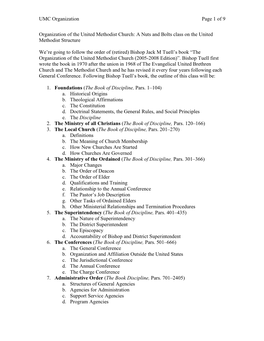 UMC Organization Page 1 of 9 Organization of the United Methodist Church