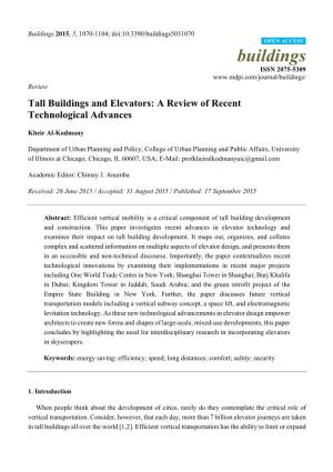 Tall Buildings and Elevators: a Review of Recent Technological Advances