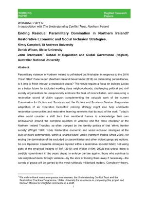 Ending Residual Paramilitary Domination in Northern Ireland? Restorative Economic and Social Inclusion Strategies