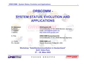 ORBCOMM - System Status, Evolution and Applications 1