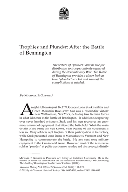 Trophies and Plunder: After the Battle of Bennington