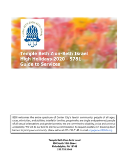 BZBI Welcomes the Entire Spectrum of Center City's Jewish Community