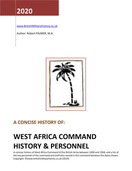 West Africa Command History & Personnel