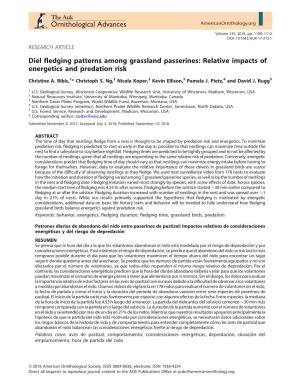Diel Fledging Patterns Among Grassland Passerines: Relative Impacts of Energetics and Predation Risk