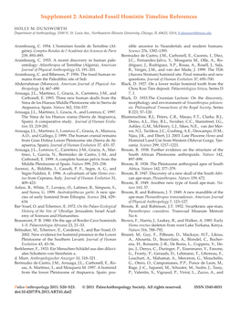 Supplement 2: Animated Fossil Hominin Timeline References