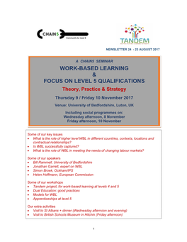 Work-Based Learning & Focus on Level 5 Qualifications