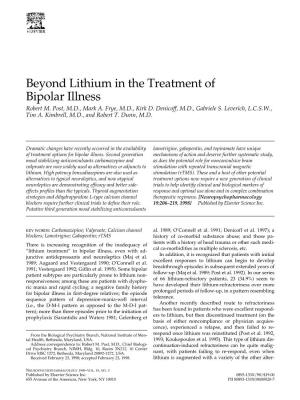 Beyond Lithium in the Treatment of Bipolar Illness Robert M