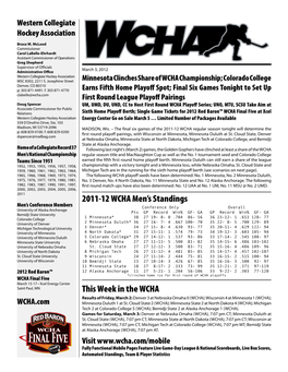 2011-12 WCHA Men's Standings This Week in the WCHA