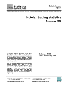 Hotels: Trading Statistics
