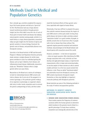 Methods Used in Medical and Population Genetics