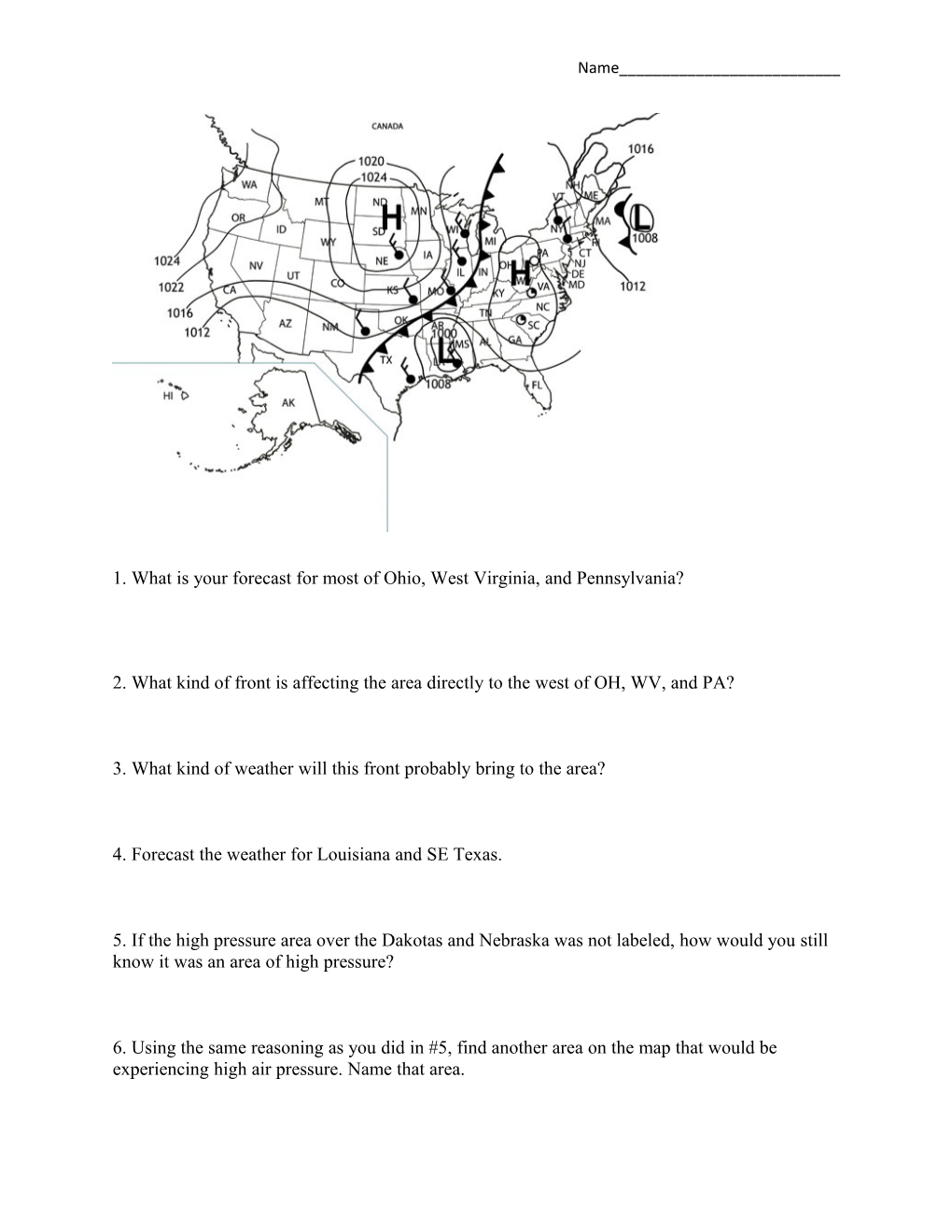 1.What Is Your Forecast for Most of Ohio, West Virginia, and Pennsylvania?