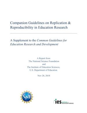 Companion Guidelines on Replication and Reproducibility in Education