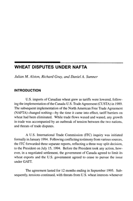 Wheat Disputes Under Nafta