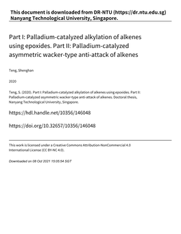 Palladium‑Catalyzed Alkylation of Alkenes Using Epoxides. Part II: Palladium‑Catalyzed Asymmetric Wacker‑Type Anti‑Attack of Alkenes