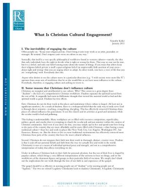 What Is Christian Cultural Engagement?