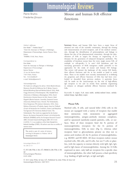 Mouse and Human Fcr Effector Functions