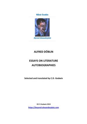 Alfred Döblin Essays on Literature Autobiographies