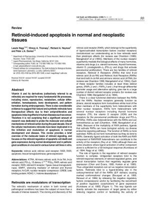 Retinoid-Induced Apoptosis in Normal and Neoplastic Tissues