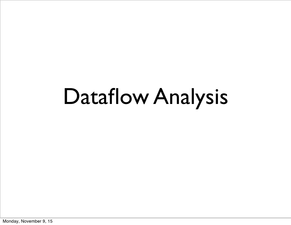 Dataflow Analysis: Constant Propagation