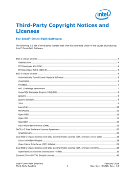 Third-Party Copyright Notices and Licenses