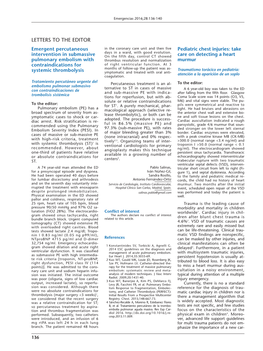 LETTERS to the EDITOR Emergent Percutaneous in the Coronary Care Unit and Then Five Pediatric Chest Injuries: Take Days in a Ward, with Good Evolution