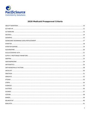 2020 Medicaid Preapproval Criteria
