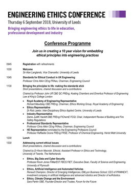 Engineering Ethics Conference 2018 Programme and Biographies