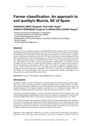 Farmer Classification. an Approach to Soil Qualityin Murcia, SE of Spain