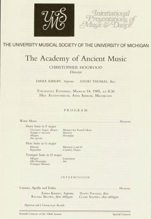 The Academy of Ancient Music CHRISTOPHER HOGWOOD Director
