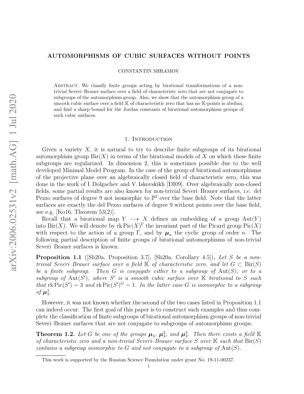 Automorphisms of Cubic Surfaces Without Points