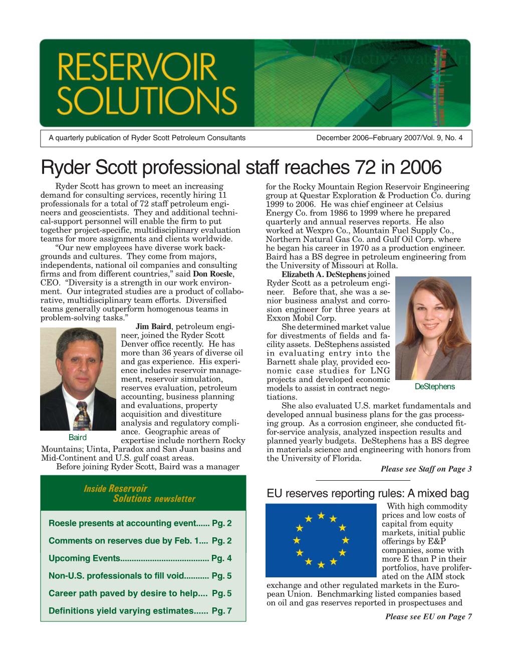 Ryder Scott Professional Staff Reaches 72 in 2006