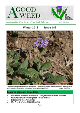 A Good Weed #82 Winter 2018 a WEED Newsletter of the Weed Society of New South Wales Inc