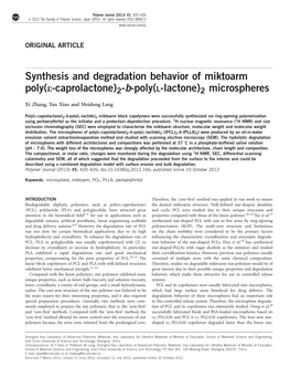 Synthesis and Degradation Behavior of Miktoarm Poly(&Epsiv;-Caprolactone)2-B-Poly(L-Lactone)2 Microspheres