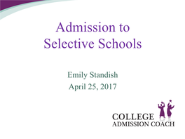 Admission to Selective Schools