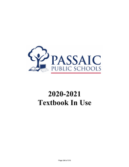 2020-2021 Textbook in Use