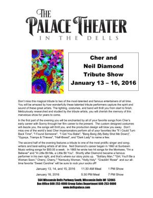 Cher and Neil Diamond Tribute Show January 13