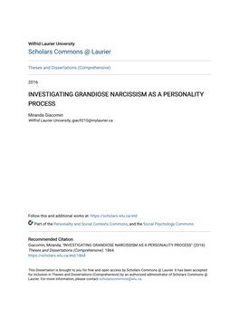 Investigating Grandiose Narcissism As a Personality Process