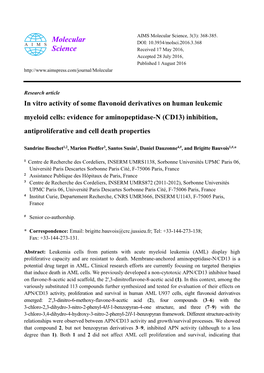 Evidence for Aminopeptidase-N (CD13) Inhibition, Antiproliferative and Cell Death Properties