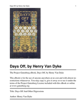 Days Off, by Henry Van Dyke 1