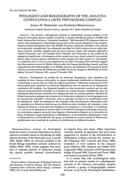 Phylogeny and Biogeography of the Amazona Ochrocephala (Aves: Psittacidae) Complex