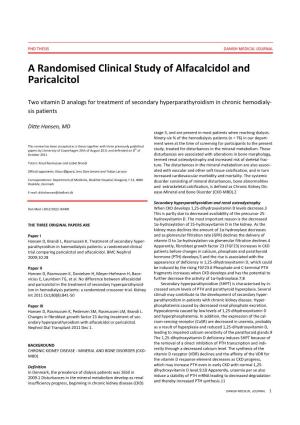 A Randomised Clinical Study of Alfacalcidol and Paricalcitol